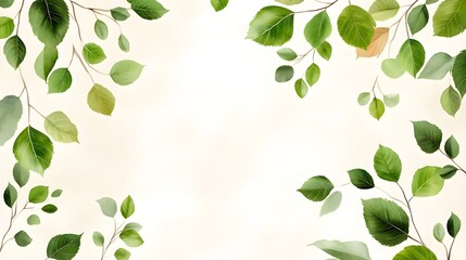 Minimal design of scattered light green leaf shapes elegant nature background digital art fresh atmosphere aesthetic viewpoint green concept