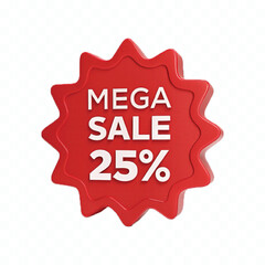 abstract 3d mega sale typography text in different style isolated on white background