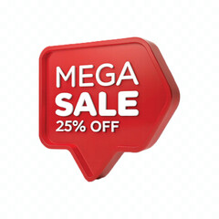 abstract 3d mega sale typography text in different style isolated on white background