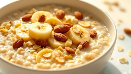 Banana almond oatmeal: a wholesome and satisfying breakfast.