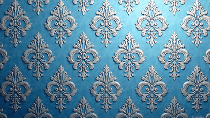 Elegant blue and silver damask pattern backdrop, damask, elegant, blue, silver, luxury, design, background, wallpaper