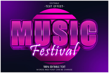 Music Festival editable text effect 3d emboss modern style