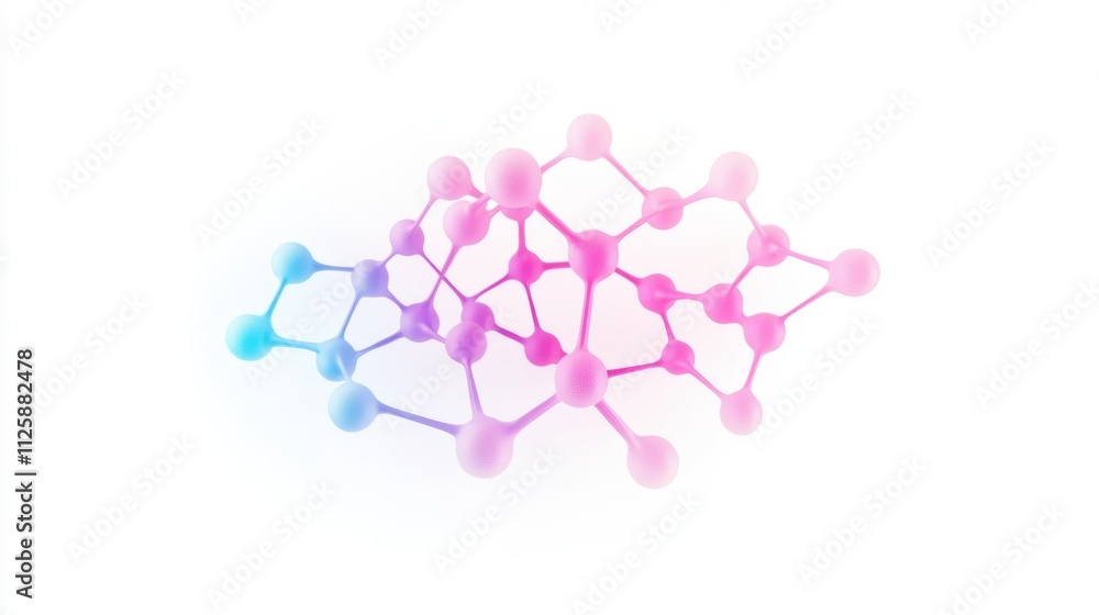 Poster a colorful molecular structure featuring interconnected nodes, symbolizing scientific concepts in a 
