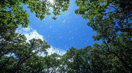 Birds in Flight, Summer Sky 