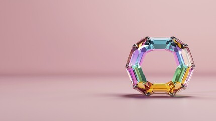 Iridescent Gemstone, Pink Background | Minimalism
