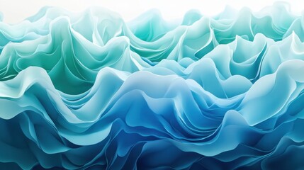Fototapeta premium A serene abstract representation of flowing waves in shades of blue and green, evoking tranquility and movement.