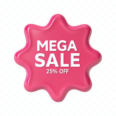 abstract 3d mega sale typography text in different style isolated on white background