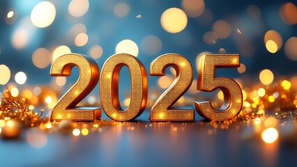 Happy New Year 2025 - Greeting Card with Glitter