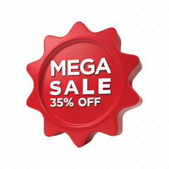 abstract 3d mega sale typography text in different style isolated on white background