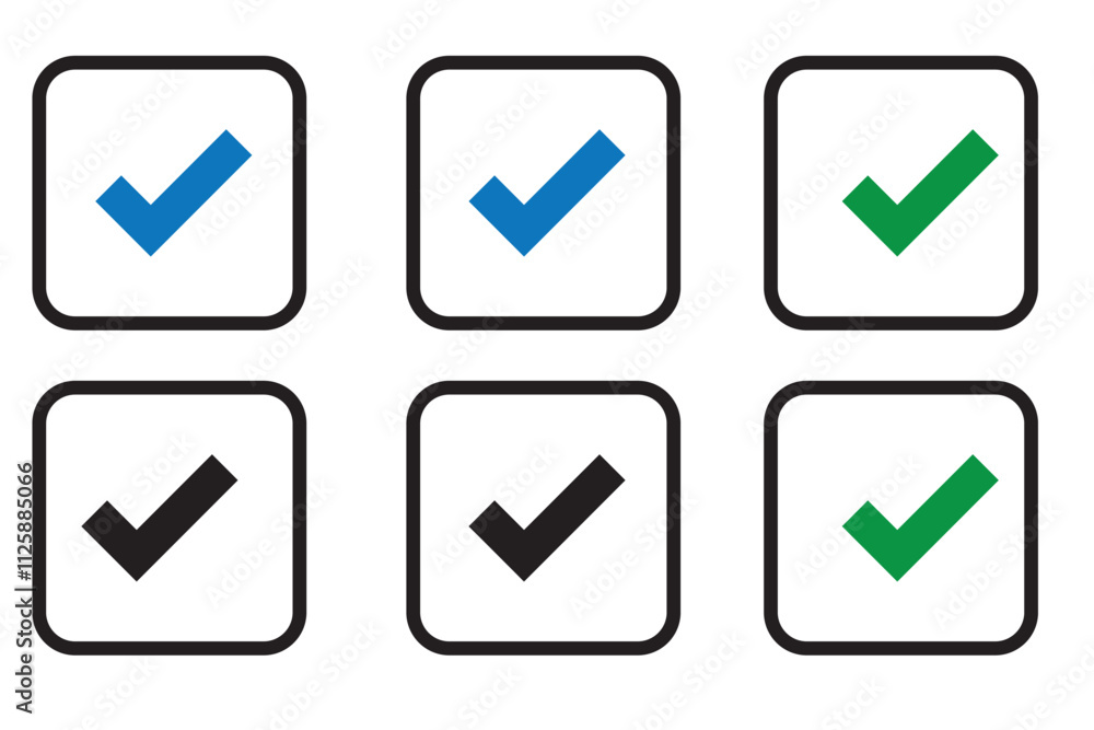 Poster right mark icon set vector, on white background editable, checkmark vector illustration set tik mark