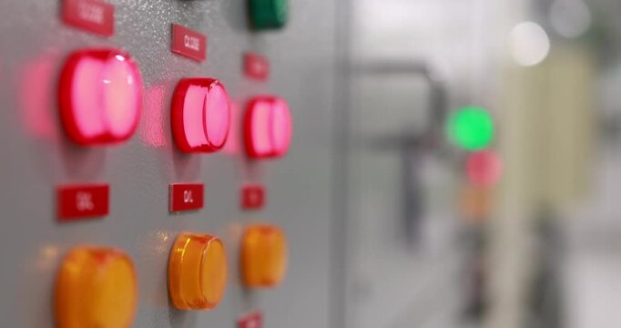 Colorful button and lamp on electrical control board, MDB panel electric control, Pilot light for electrical indicator panel of the main control box