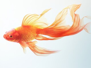 Fototapeta premium A vibrant goldfish swimming gracefully with flowing fins.