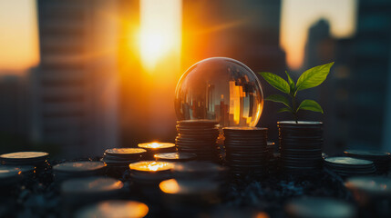 Abstract business Financial charts show a significant increase in profits in the stock market.This is driven by higher interest rates and continued growth. In the innovation world network of financial