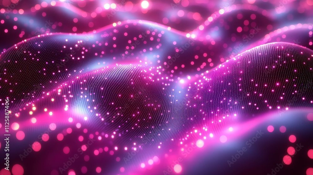 Poster stunning abstract background of colorful waves with glowing dots and particles creating a dreamy dig