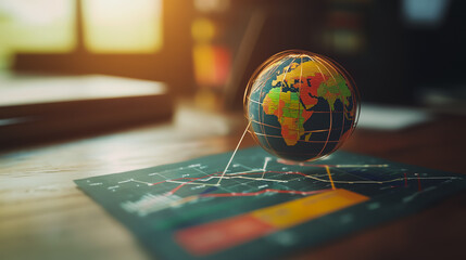 Abstract business Financial charts show a significant increase in profits in the stock market.This is driven by higher interest rates and continued growth. In the innovation world network of financial