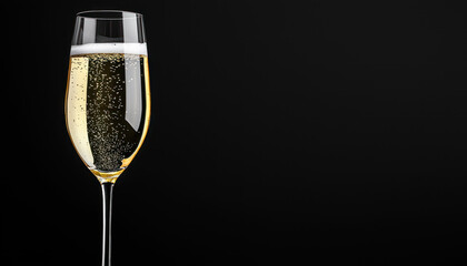 A sparkling glass of champagne with bubbles, perfect for celebrations