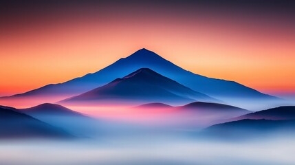 Majestic Mountain Range Sunset  Serene Landscape Photography