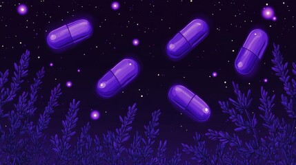 Serene Sleep Aid Capsules in Ambient Lavender Scene