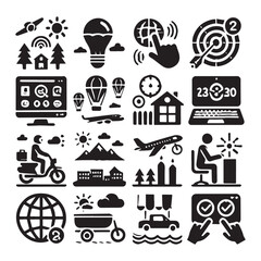Universal vector iconsblack white white background