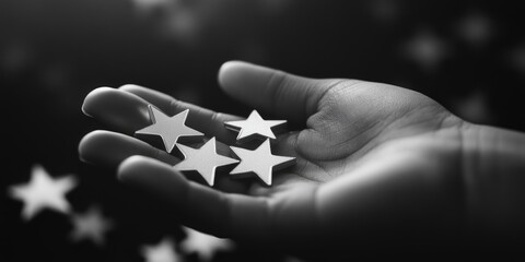 Hand with five stars