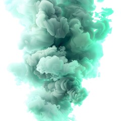 A vibrant smoke eruption, jade green and mint