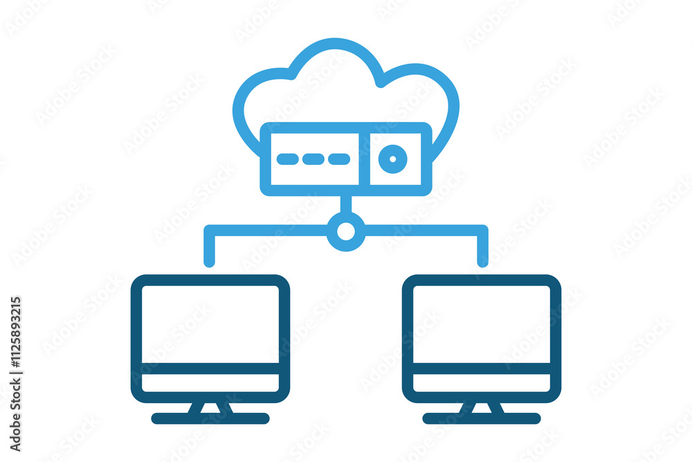 Poster big data icon. line icon style. icon related to it. network elements vector illustration