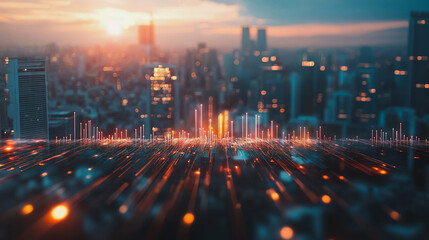 Fototapeta premium Abstract business Financial charts show a significant increase in profits in the stock market.This is driven by higher interest rates and continued growth. In the innovation world network of financial
