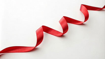 vibrant red ribbon elegantly twisted on white background, perfect for celebrations
