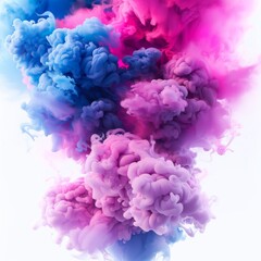 A vibrant smoke eruption, neon pink and electric blue