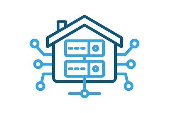 recommend clip art: Data warehouse icon. line icon style. icon related to IT. network elements vector illustration