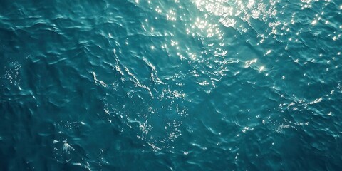 Obraz premium Aerial view of shimmering ocean water reflecting sunlight.