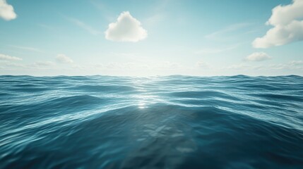 Fototapeta premium Serene ocean with a vast horizon under bright blue skies and light clouds