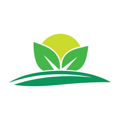 wellness and nature leaf logo illustration on white background 