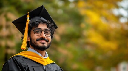 Indian graduation celebration university campus portrait photography autumn environment close-up view achievement concept