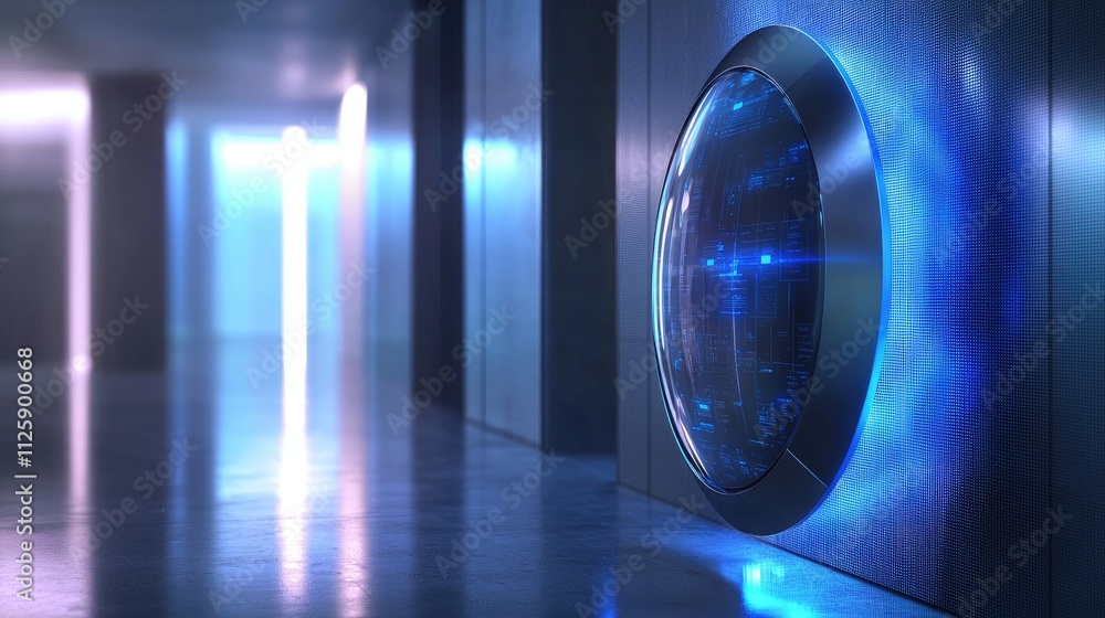 Leinwandbilder this visual displays a dynamic digital shield securing information, highlighting the importance of p