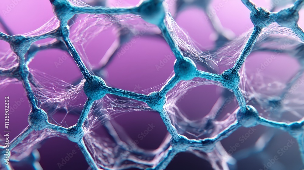 Aufkleber microscopic network abstract neural network 3d render science technology biology hea