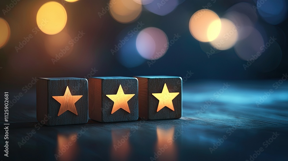Aufkleber in a collaborative environment, individuals thoughtfully choose blocks displaying five-star icons, r