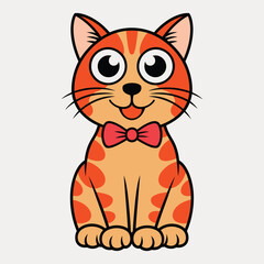 A Cute Colorful Cartoon Cat happy vector illustration white Background