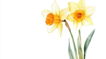 Naklejka premium Watercolor Daffodil Blooms