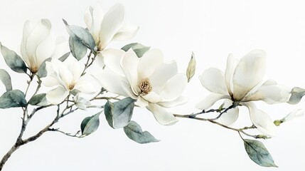 Fototapeta premium Watercolor Magnolia Flowers