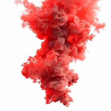 A vibrant smoke eruption, ruby red and vermilion