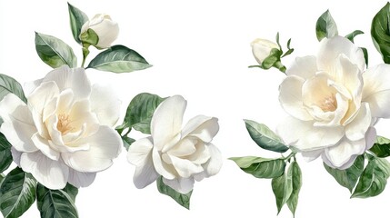 Obraz premium Watercolor Gardenia Flowers