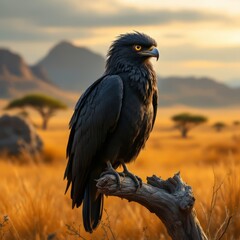 Fototapeta premium Masai Mara birds: black and white, Kenya.