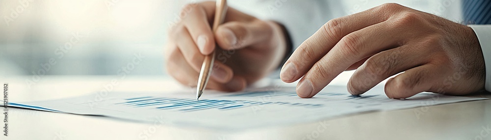 Poster a close-up of a financial advisor hands explaining investment options to a client, using a detailed 