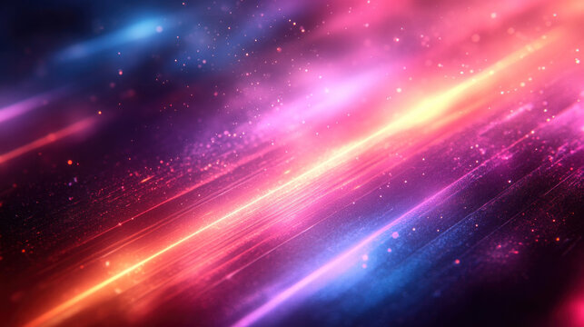 Abstract background featuring neon color streaks crisscrossing over a dark gradient