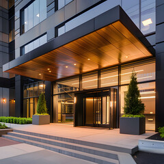 Obraz premium a building with a large entrance that says the entrance to it Generative AI