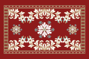 Persian Carpet or Iranian Carpet Traditional Design Oriental Damask Floral Embroidery Design for rug, Throws, Wallpaper, Wrapping, Fabric, Clothing and Tribal Vector Textures.