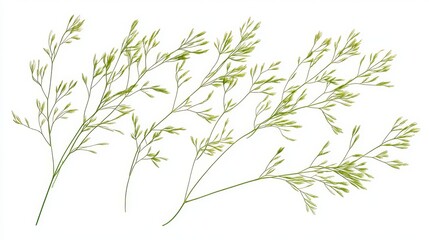Fototapeta premium 90.Fine-leaved Nassella tenuissima isolated in a high-definition cutout, the slender, graceful blades spreading outward in a light, feathery form; the fine, soft leaves create a natural, airy