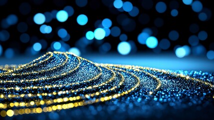 Abstract Blue and Gold Glitter Texture  Festive Sparkle Background