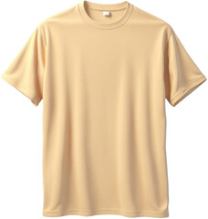 A plain beige t-shirt displayed on a transparent background. The simple and minimalistic design makes it suitable for casual wear or as a blank template for custom prints.